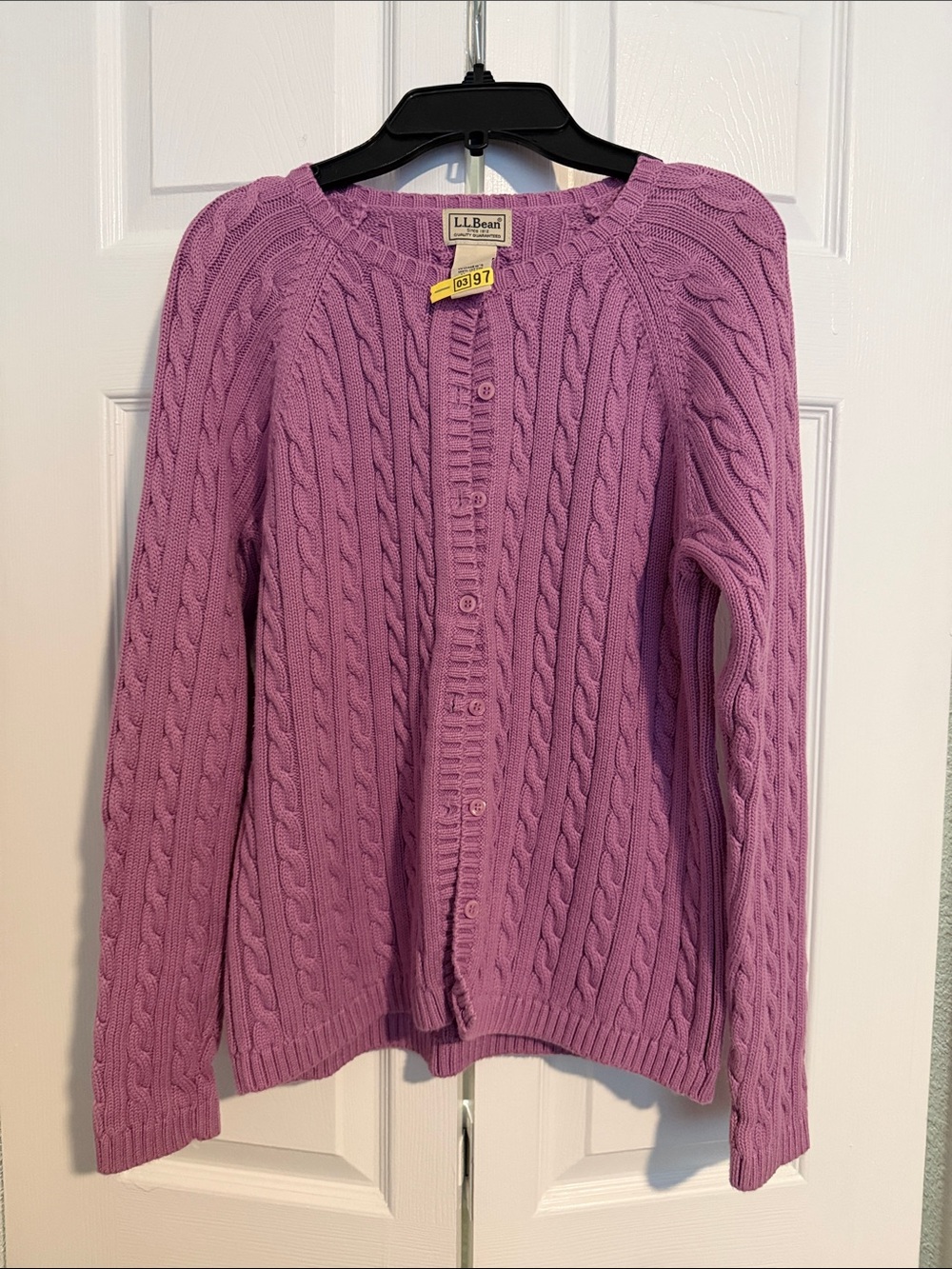 🇺🇸😍L.L. Bean Lavender Cable-Knit Button Cardigan Sweater